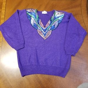 {Vintage} 80's Embellished sequin sweater